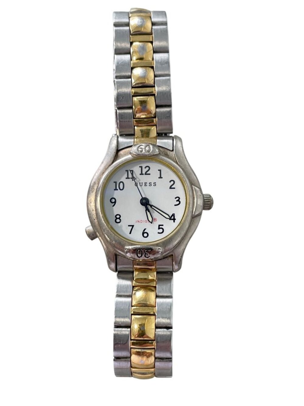 Vintage Guess Watch Water Resistant 2 Tone Gold Silver Analog Dial NEED BATTERY